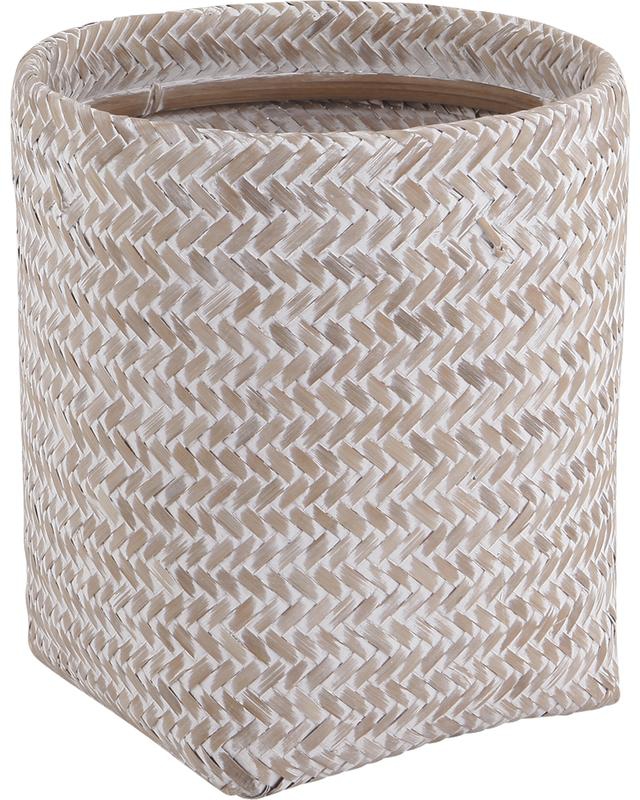 Poubelle ronde en bambou blanc