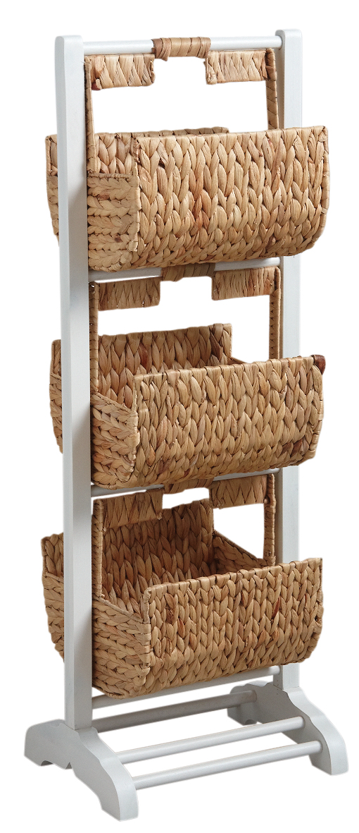 Meuble de rangement en bois et jacinthe