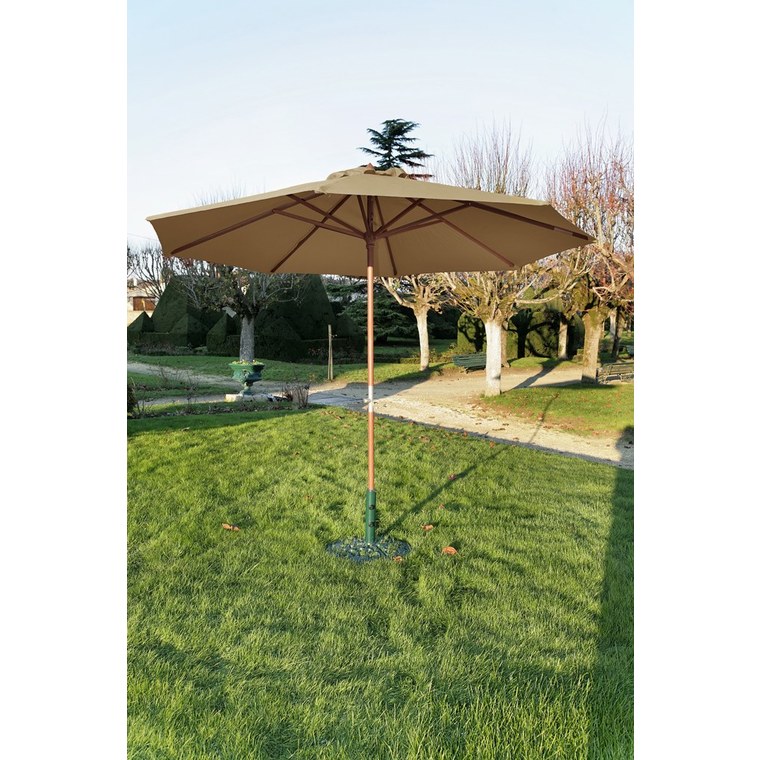 Parasol rond bois taupe