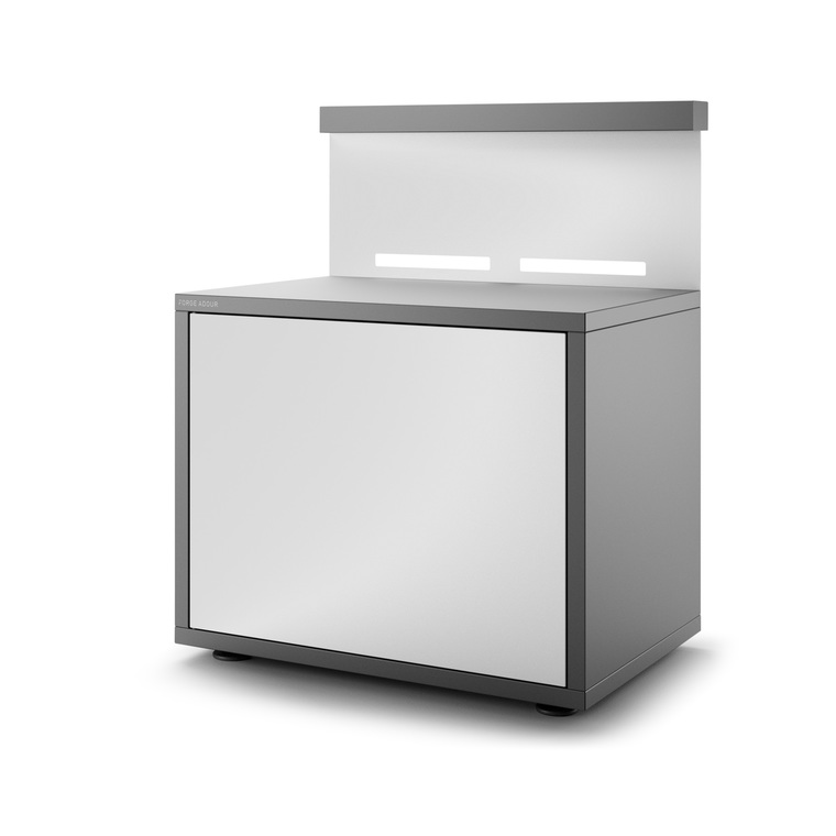 Support pour plancha fermé en acier gris blanc
