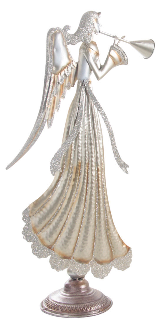 Statuette ange en métal doré et paillettes