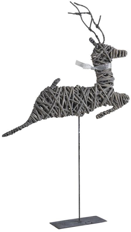 Cerf déco en osier sur socle