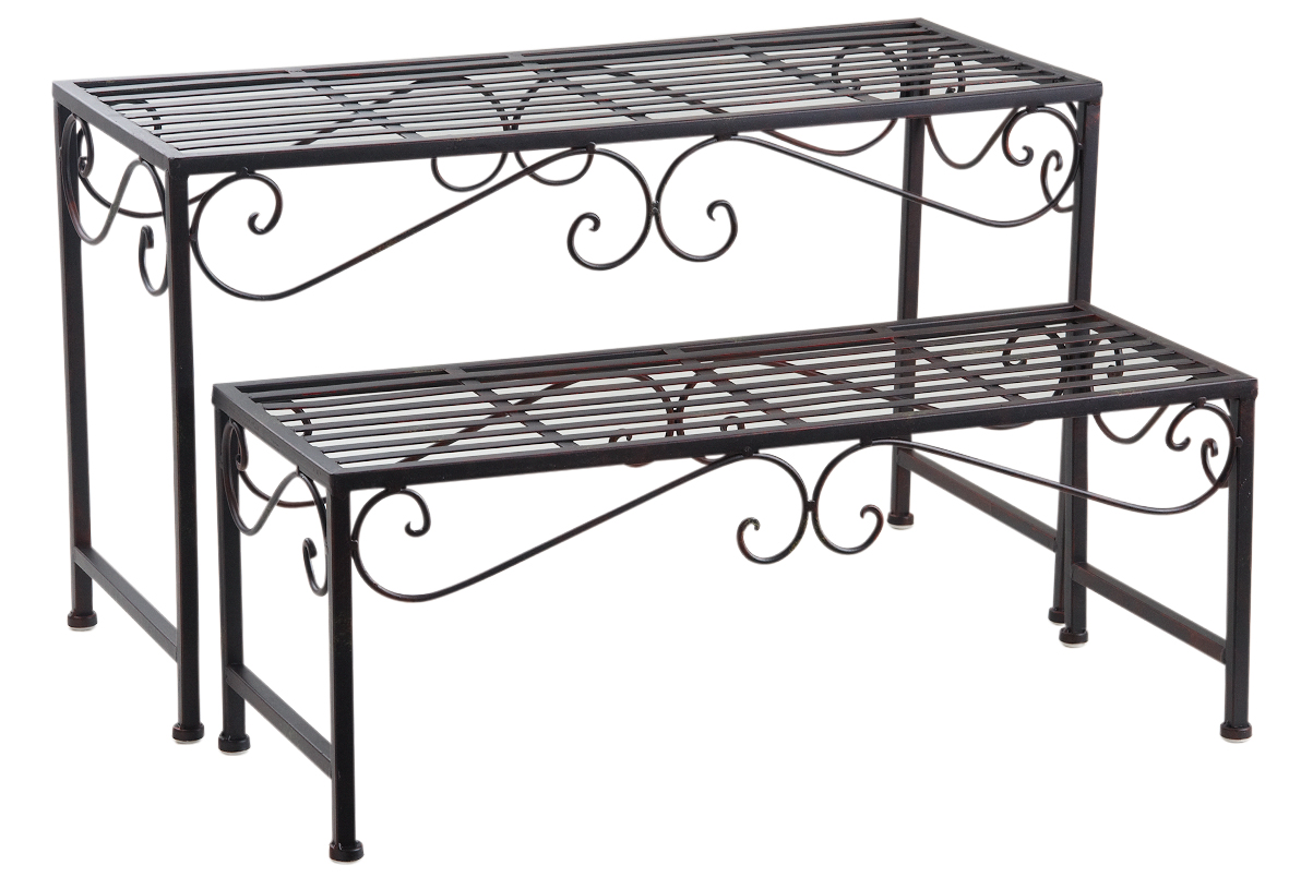 Etagère à plantes en métal vieilli (Lot de 2)