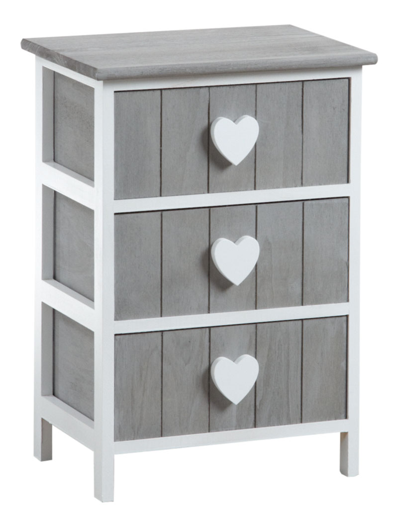 Commode 3 tiroirs avec coeurs