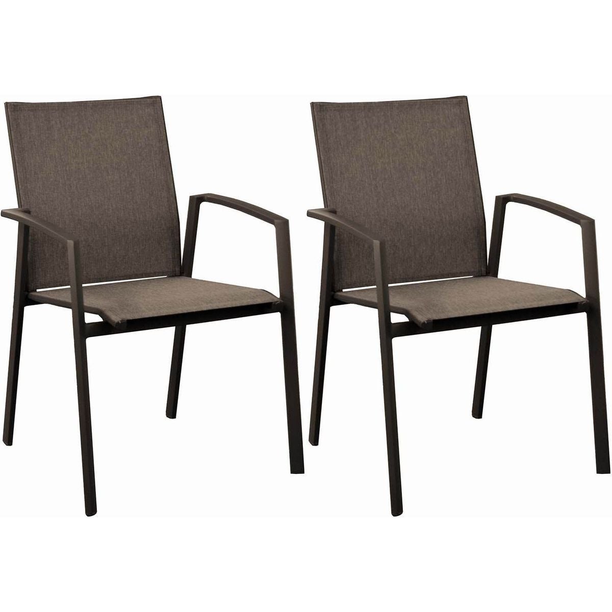 Fauteuils en aluminium Palma (Lot de 2) Café / Taupe