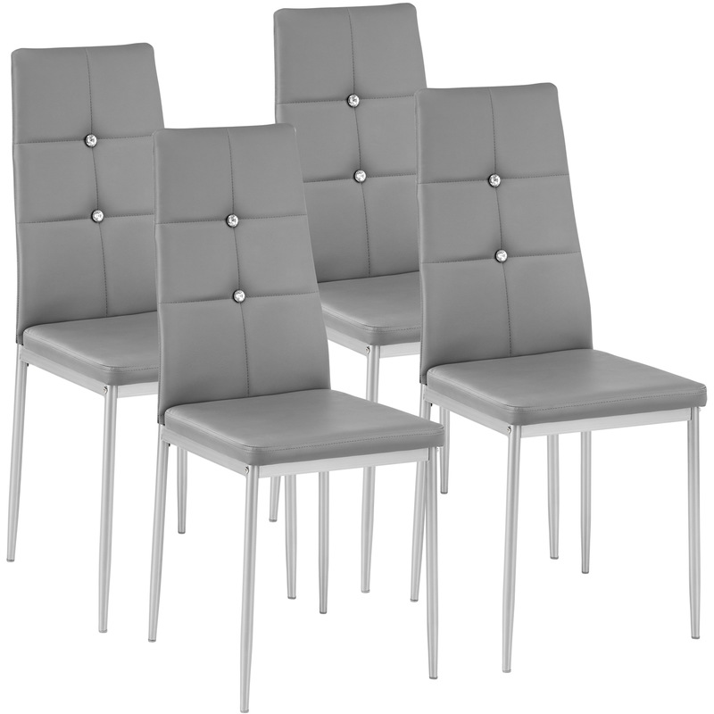 4 Chaises de Salle à Manger, Chaises de Cuisine, Mobilier de Salon Design Gris - TECTAKE