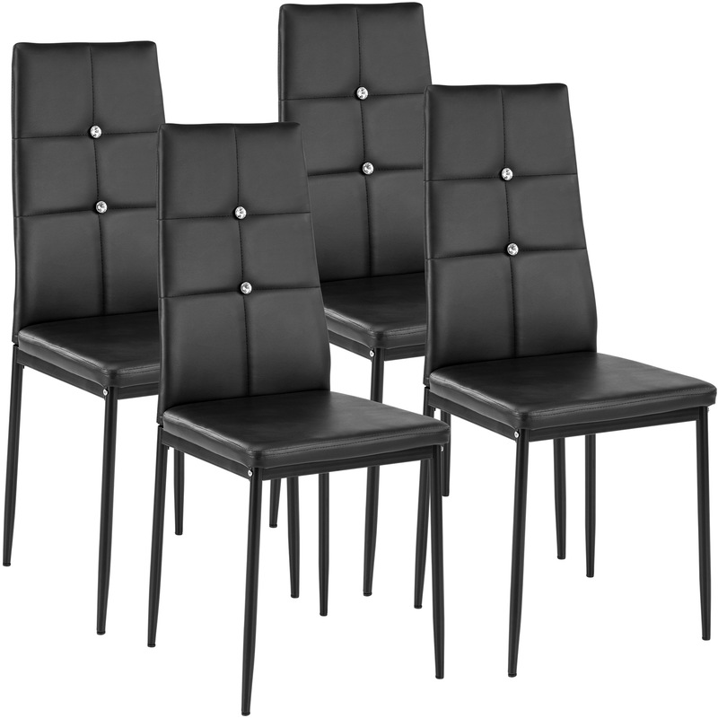 4 Chaises de Salle à Manger, Chaises de Cuisine, Mobilier de Salon Design Noir - TECTAKE