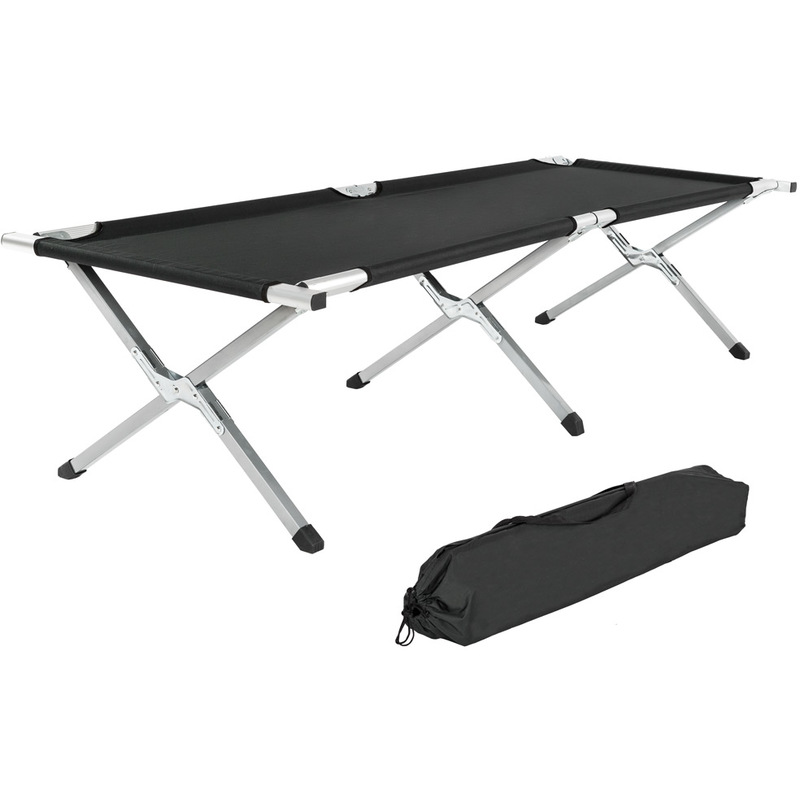 4 Lit de camp, Lit dappoint, Lit pliant 190 cm x 70 cm pliable avec Housse de transport Noir - TECTAKE