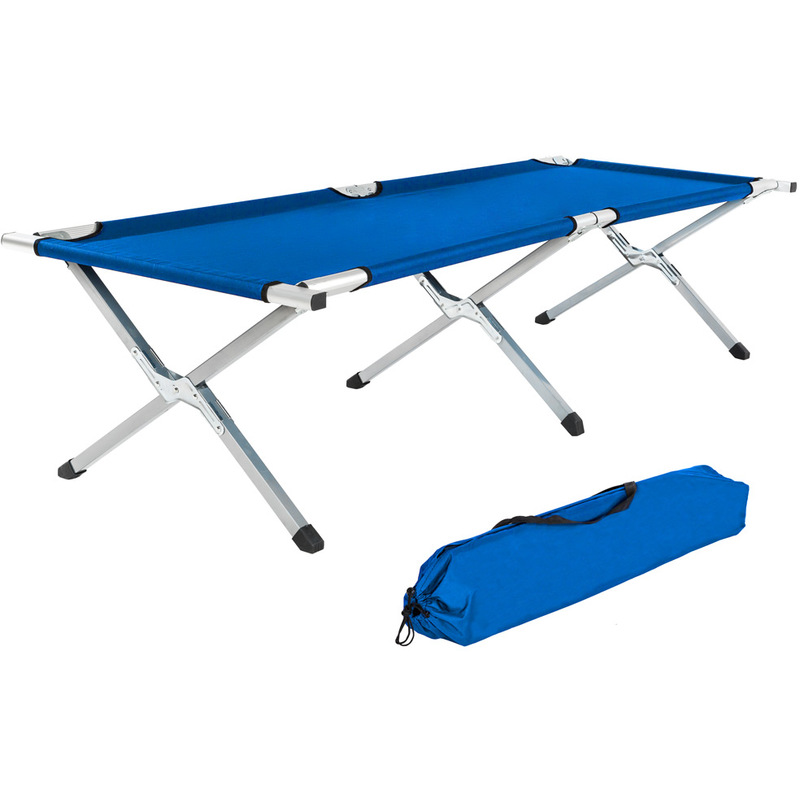 4 Lit de camp, Lit dappoint, Lit pliant 190 cm x 70 cm pliable avec Housse de transport Bleu - TECTAKE