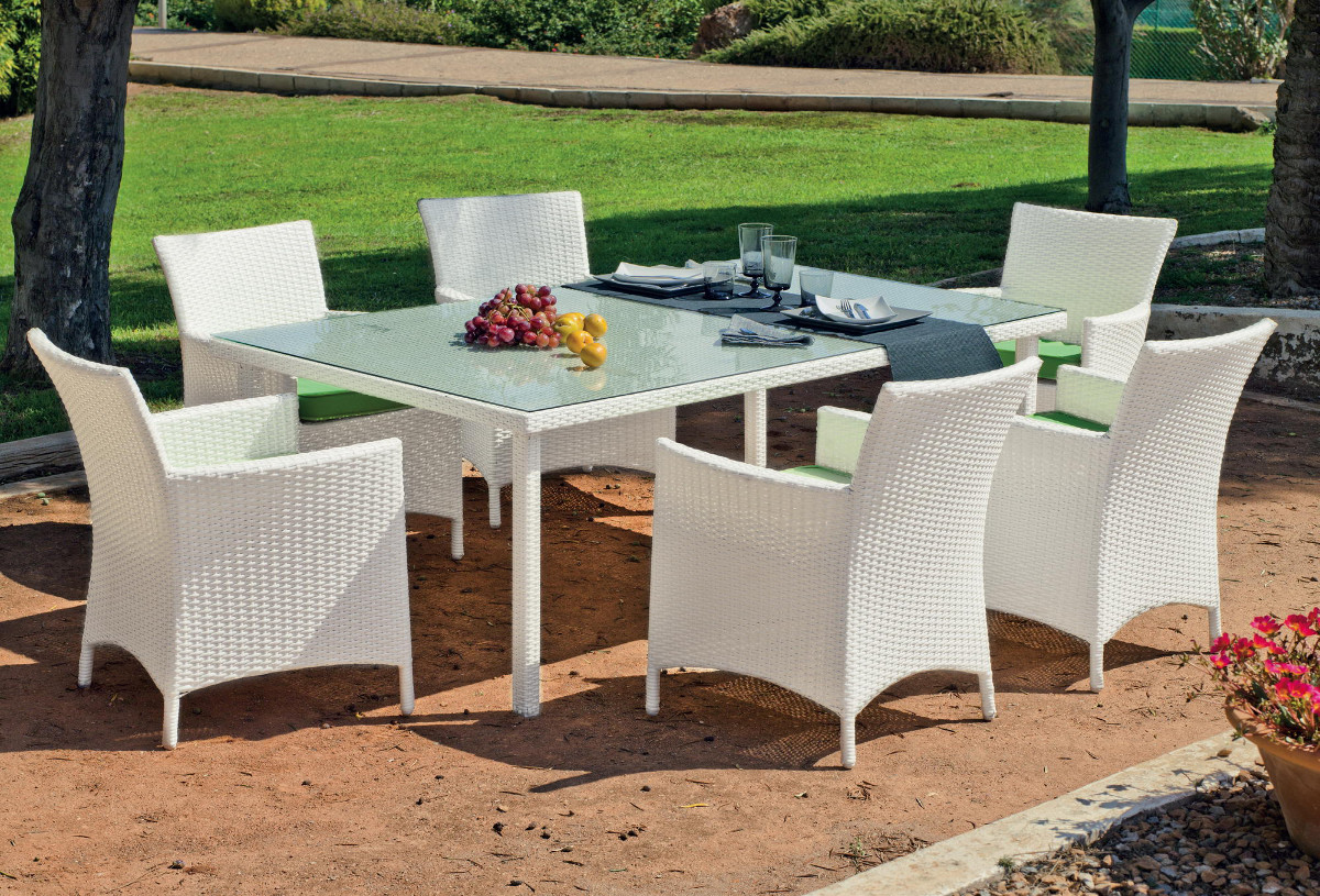 Table et fauteuils réisne blanc Sandra