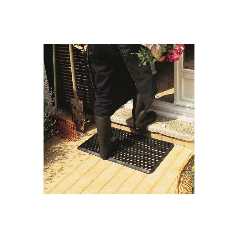 Paillasson d’extérieur nid d’abeille noir en PVC - 70 x 40 cm
