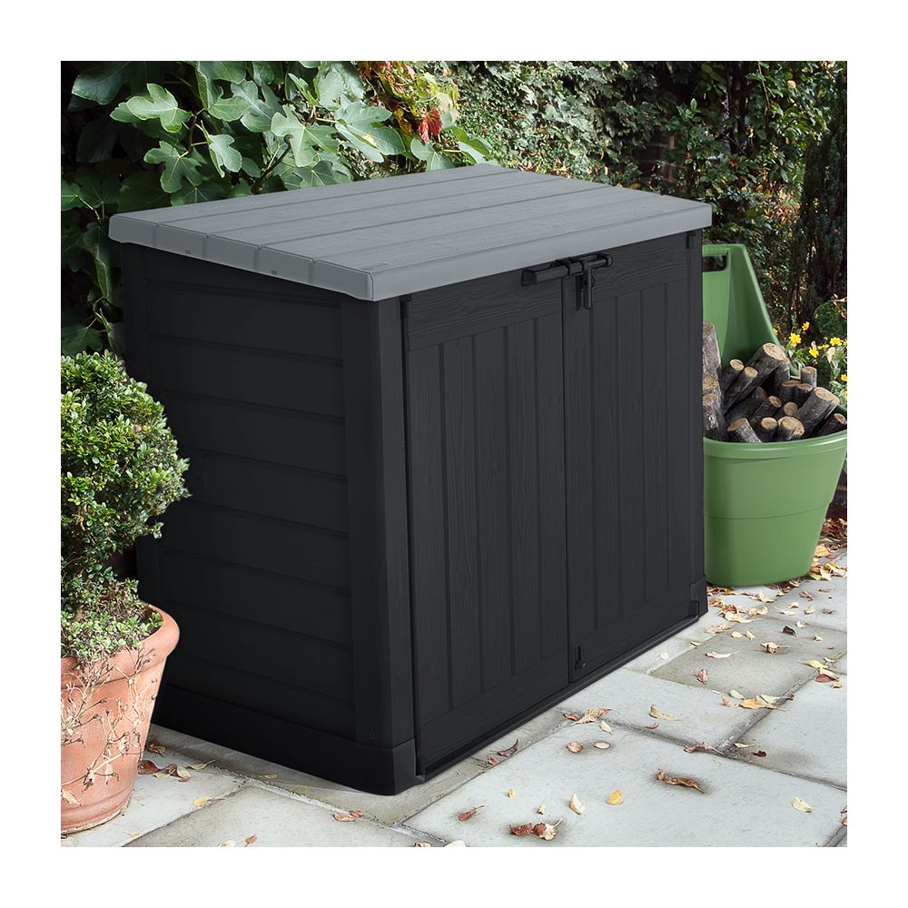 Coffre de jardin en résine multifonctions 1200L gris/noir
