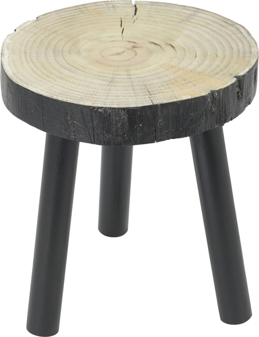 Tabouret bas bois noir tronc