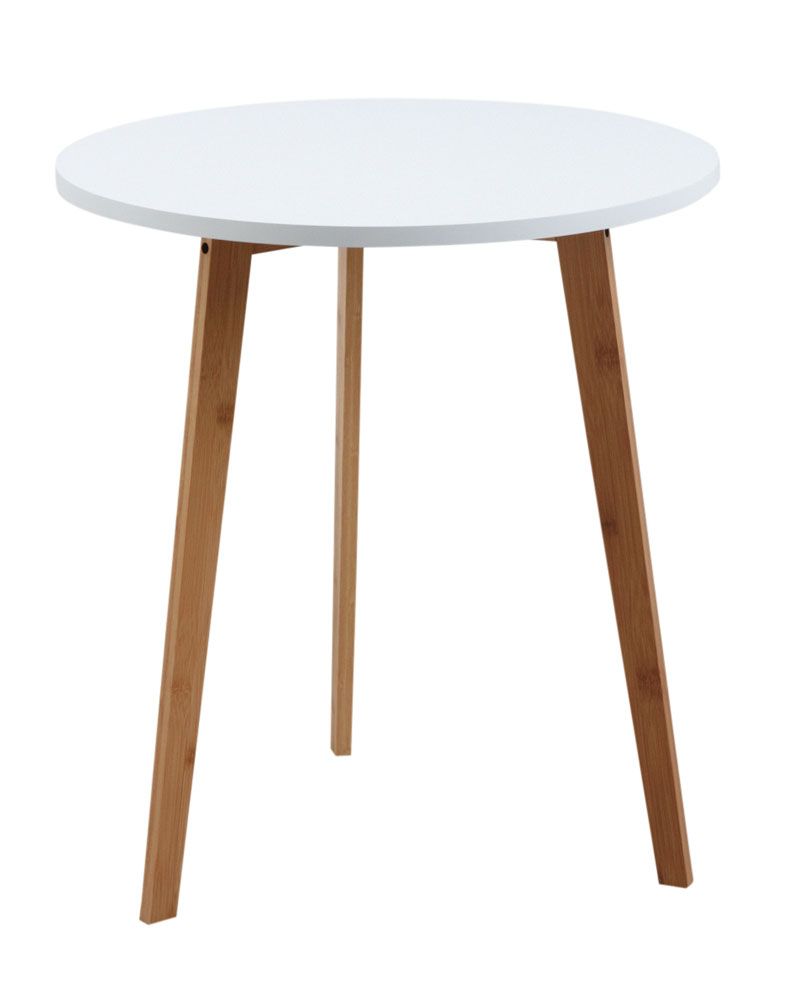 Table d'appoint ronde en bois et MDF laqué blanc