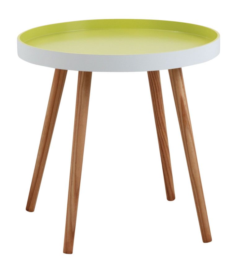 Table d'appoint ronde en bois et MDF laqué vert anis