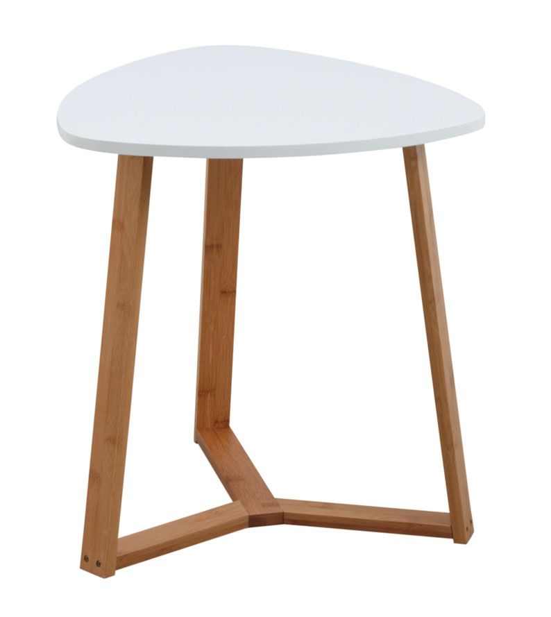 Table d'appoint en bois et MDF laqué blanc