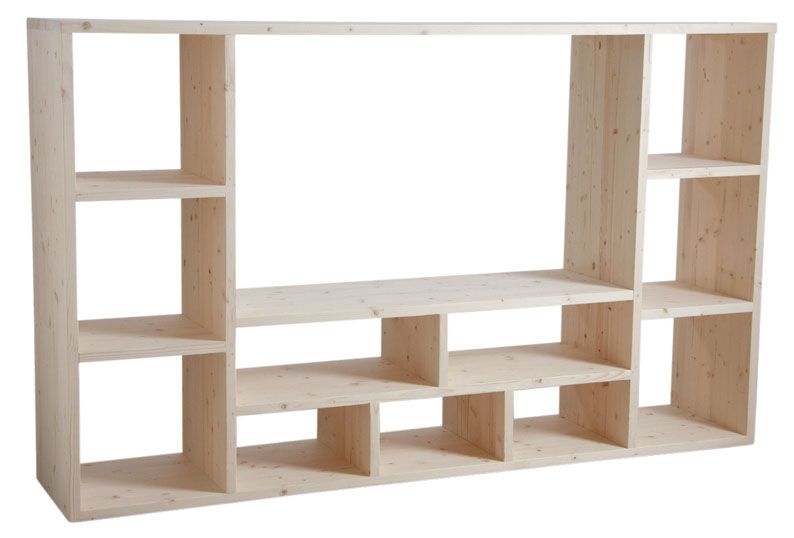 Meuble TV en épicéa brut 196 x 40 x 118 cm