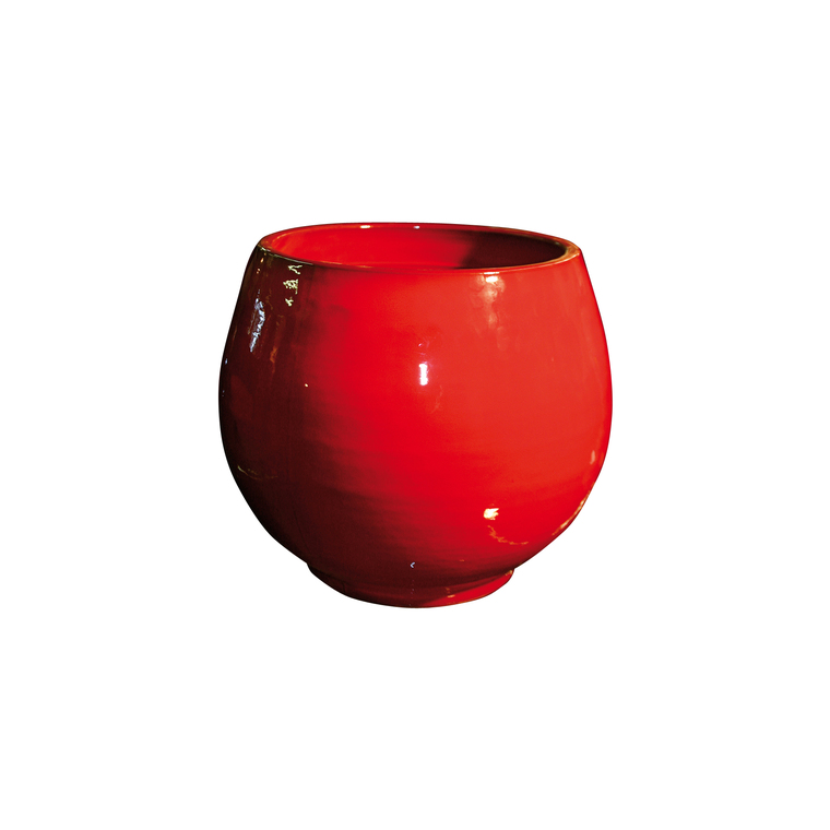 Pot Bahia coquelicot en terre cuite émaillée H 38 x Ø 35 cm