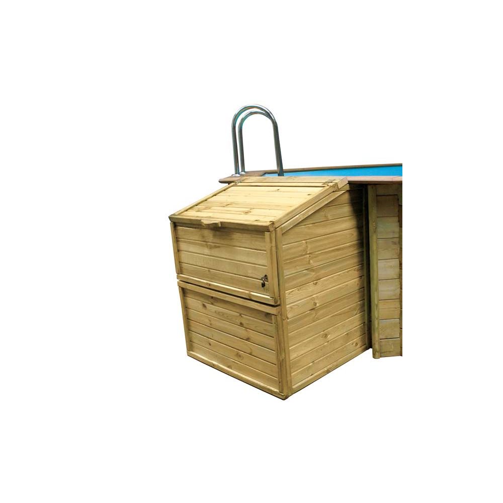 Coffre de filtration en pin traité pour piscine H 120 cm - Sunbay