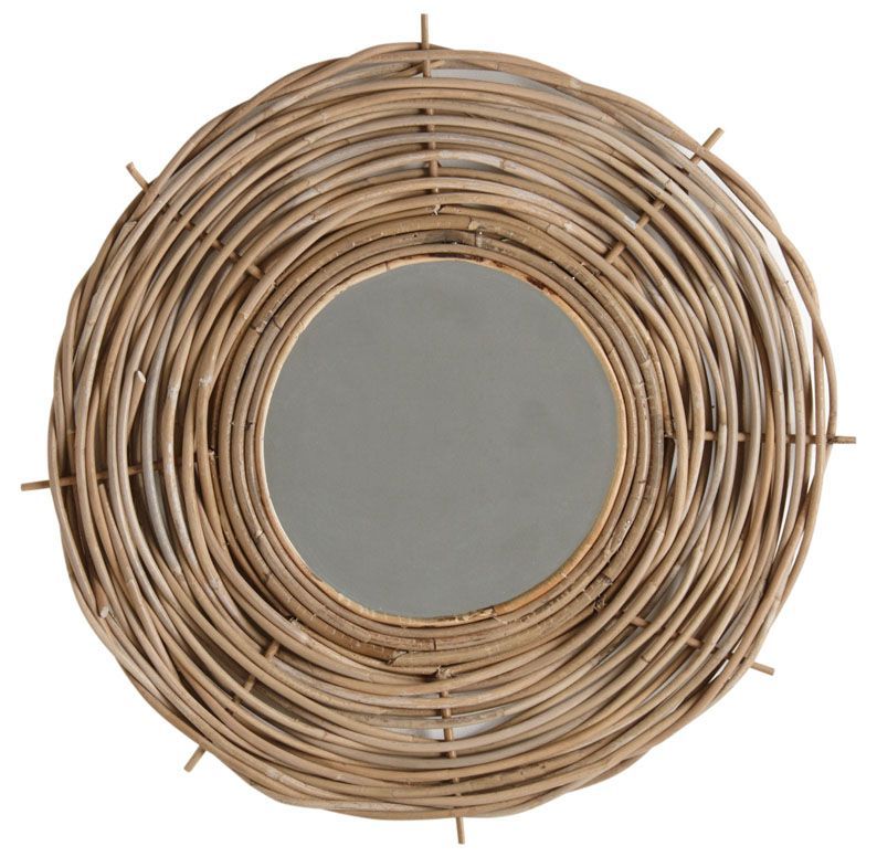 Miroir rond en poelet gris