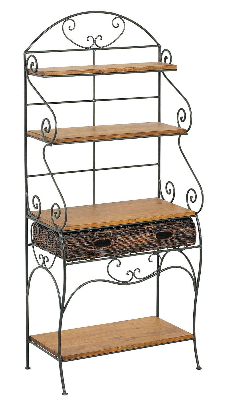 Etagère boulangère en métal et pin