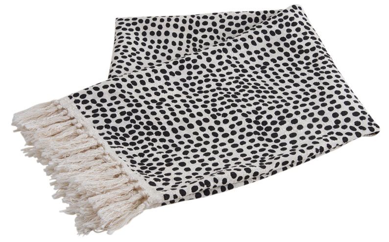 Plaid en coton blanc à pois noirs