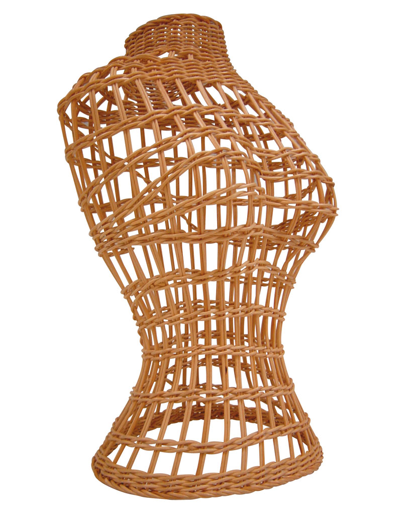 Buste mannequin femme en rotin