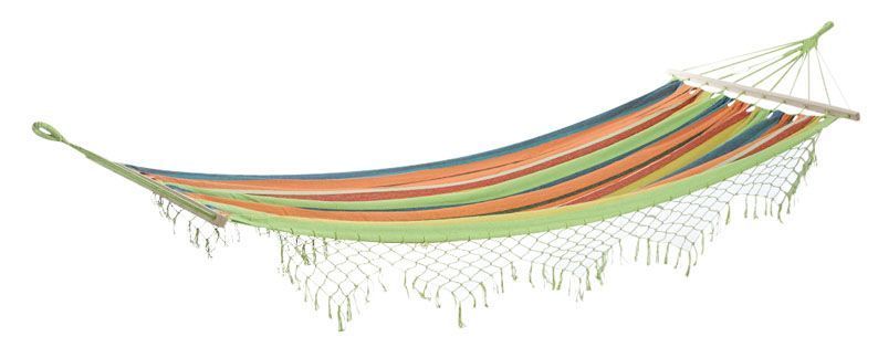 Hamac rayé multicolore avec franges