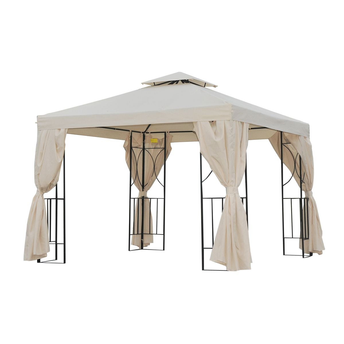 Tonnelle barnum style colonial double toit toiles latérales amovibles
