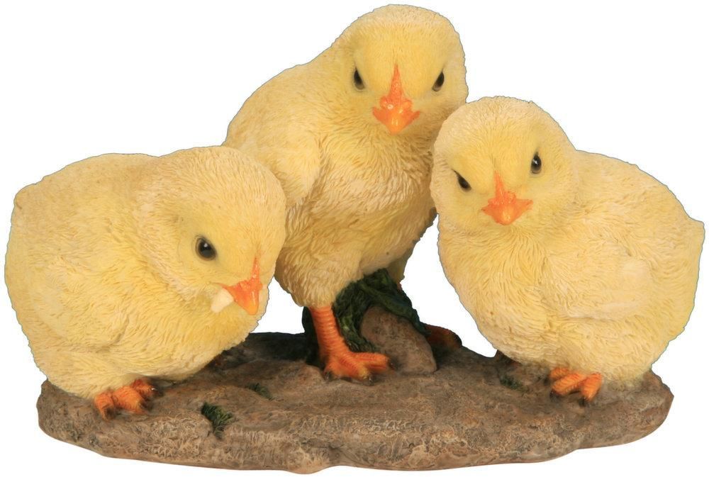 3 poussins résine 19 cm