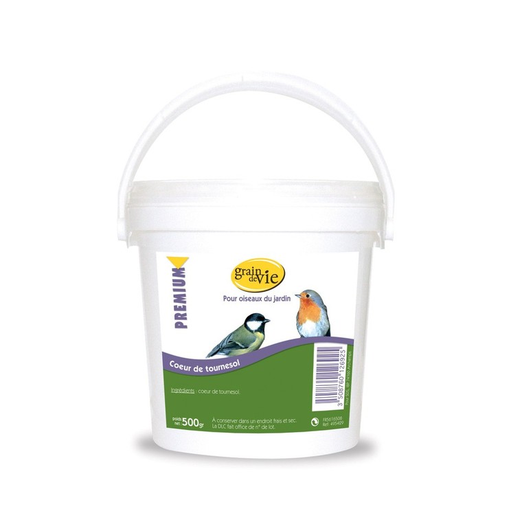 Seau coe?ur de tournesol premium pour oiseaux 500 g