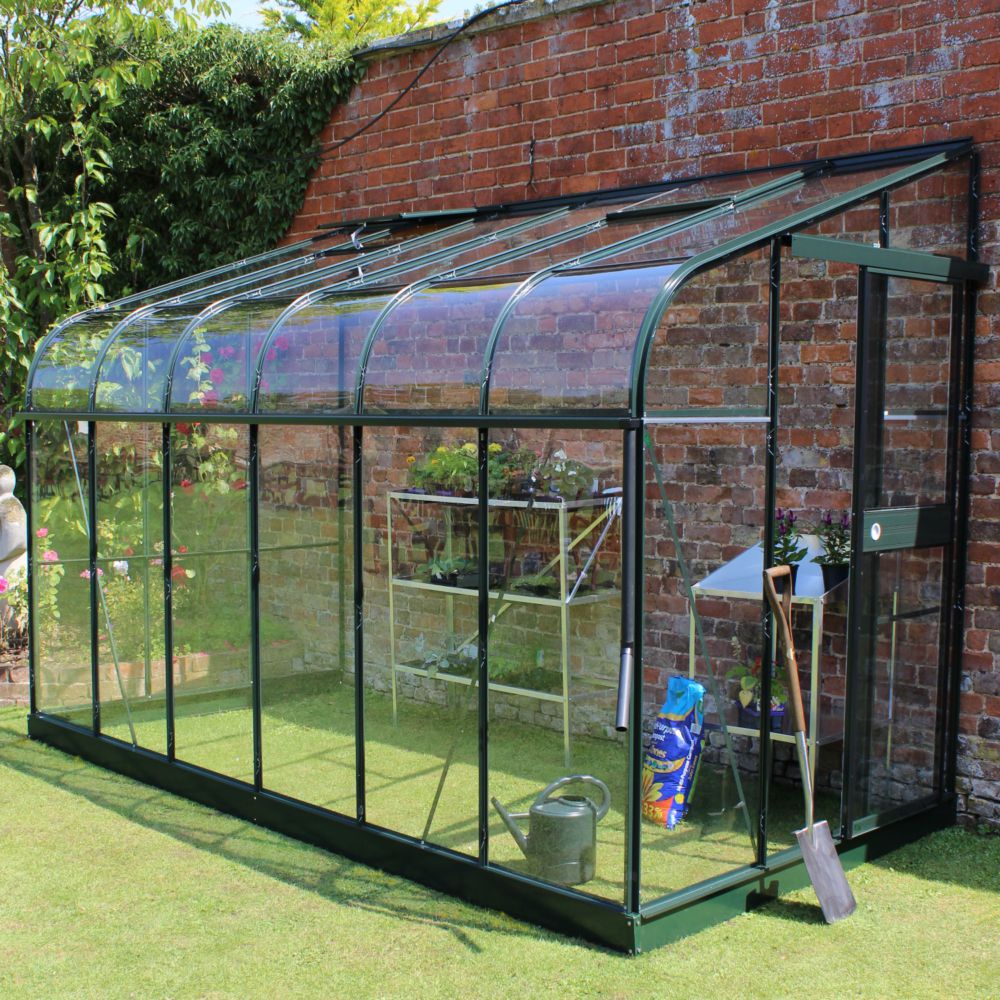 Serre adossée en verre trempé Silverline vert 7.5 m² + embase - Halls
