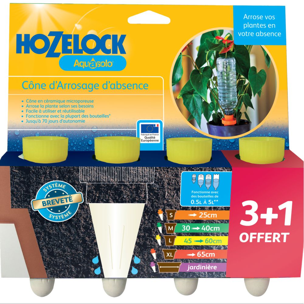 Cône Aquasolo pack 3+1 jaune taille L - Hozelock