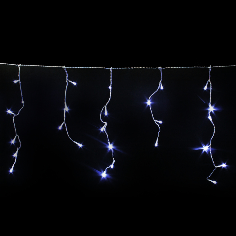 Guirlande stalactite 60 descentes 300 LED pétillant blanc 10m