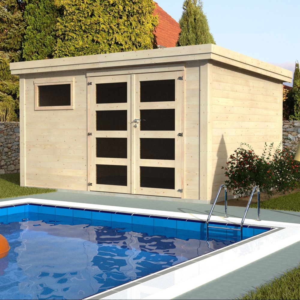 Abri de Jardin Bois Toit Plat 11,92 m²  Paolo Ep. 28 mm
