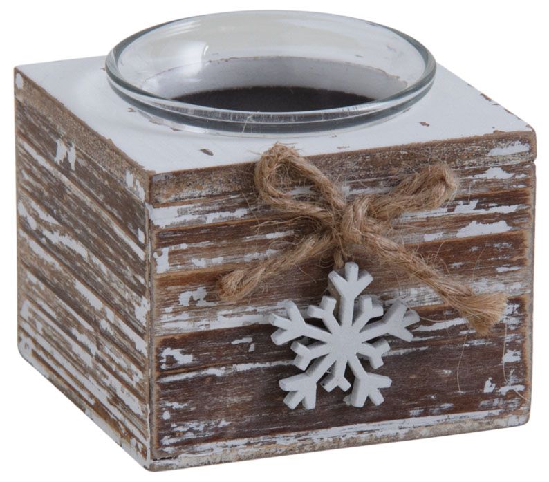 Bougeoir en bois avec flocon