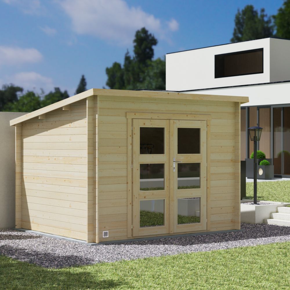 Abri de jardin en bois toit plat 7,4 m² Amazonie  Ep. 28 mm