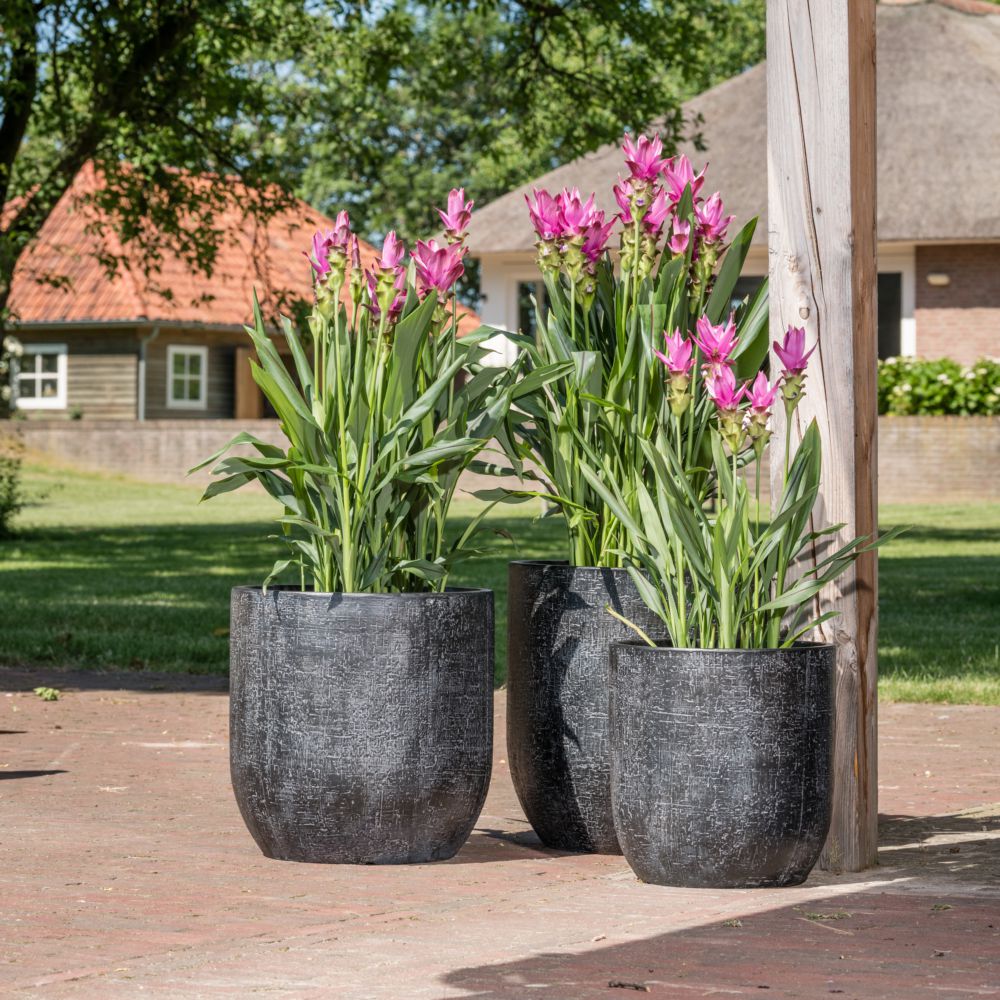 Bac à fleuren fibre de verre Colorado Ø 43 cm - Gris