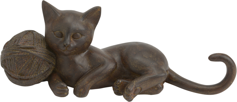 Statuette Chat Pelote en résine