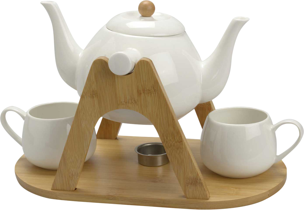 Théière à bascule + 2 tasses