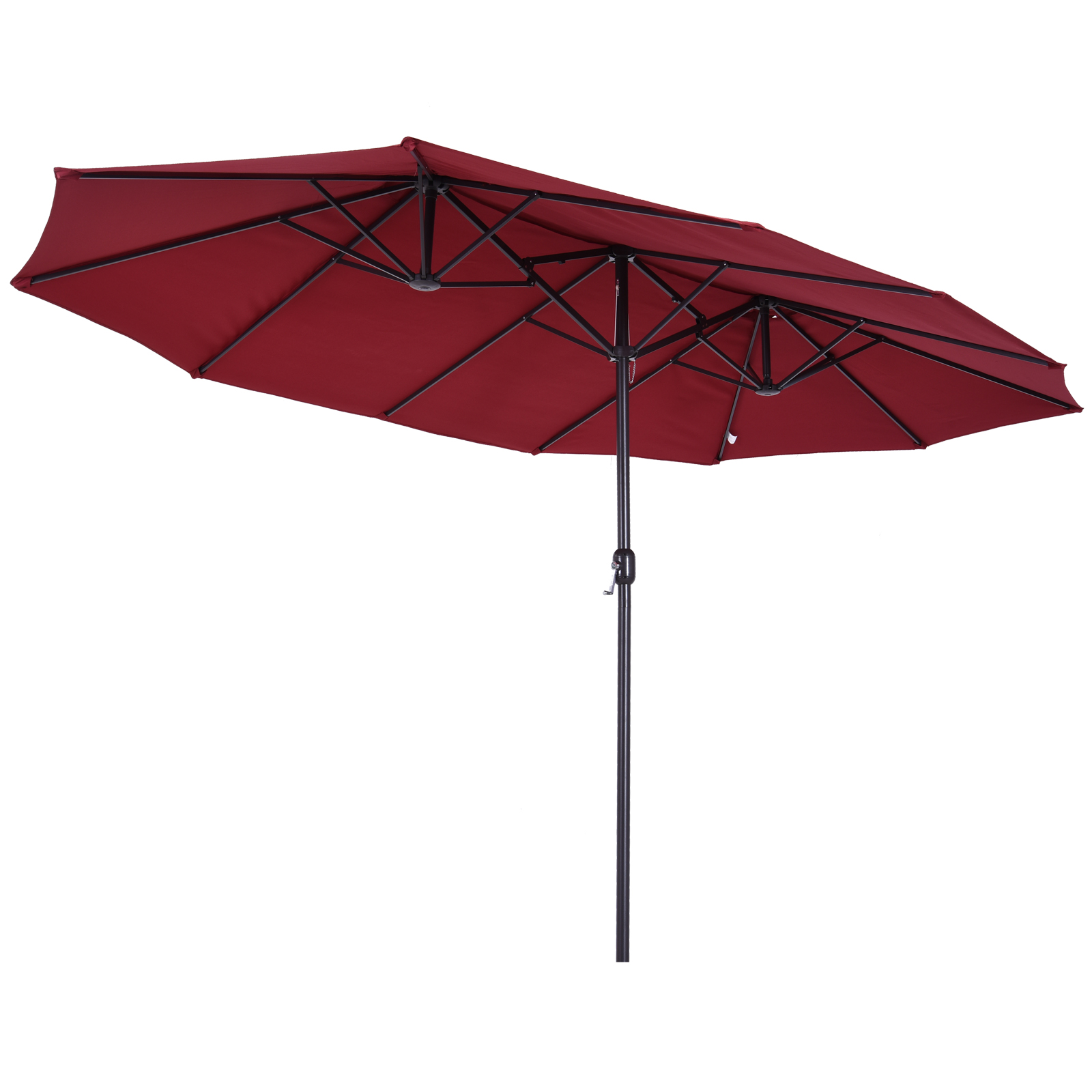 Outsunny Grand parasol acier polyester longueur totale 4,6 m bordeaux