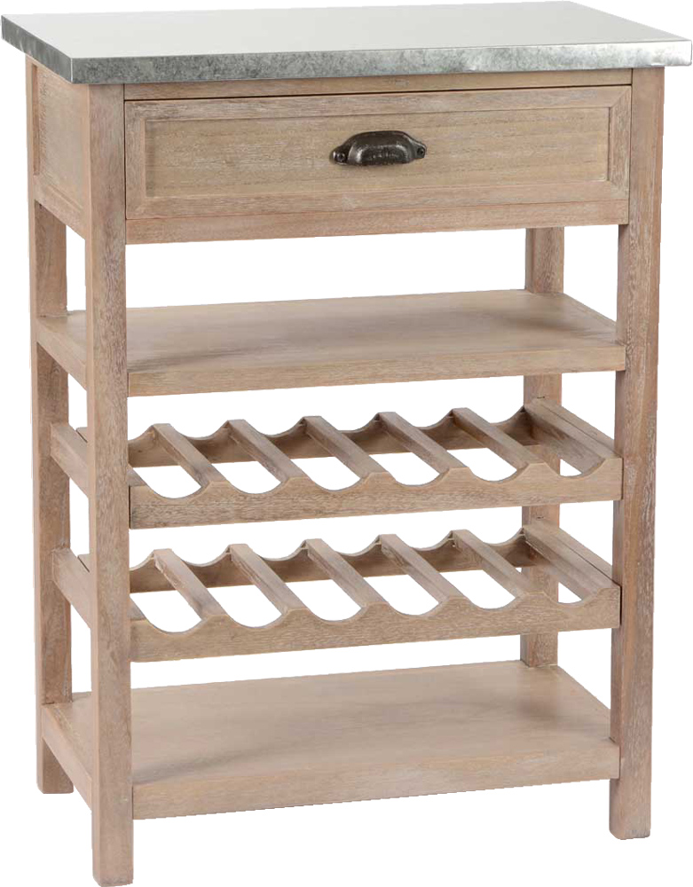 Billot de cuisine en bois avec range-bouteilles