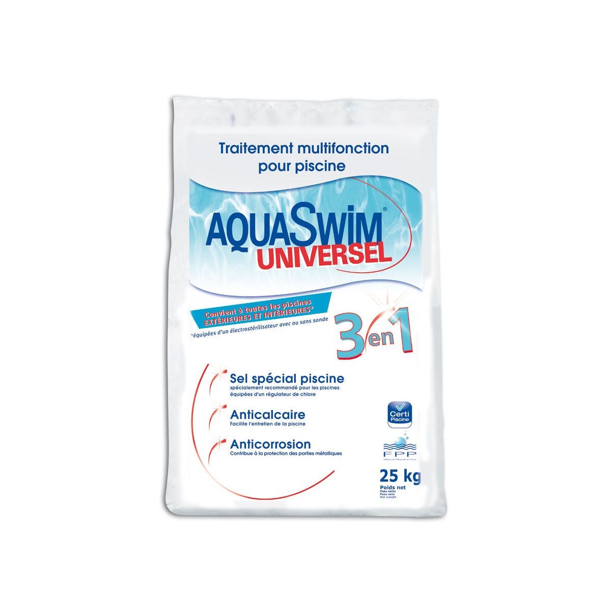Sel de piscine 3 en 1 Universel 25 kg