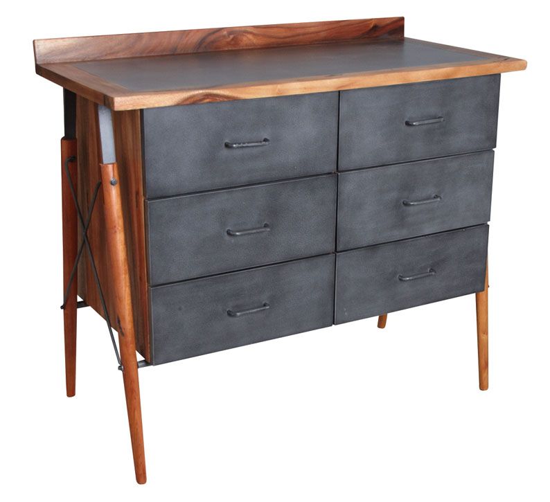 Commode en bois de suar massif et métal