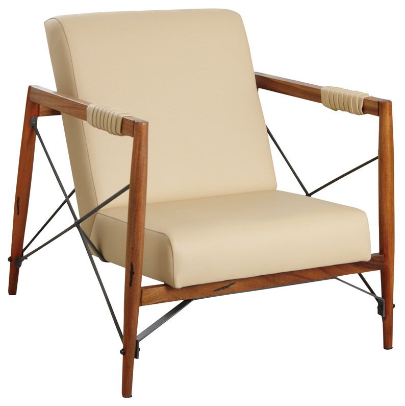 Fauteuil en bois de suar massif et métal