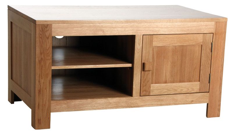 Meuble TV en chêne massif verni satiné 105 x 61 x 55 cm