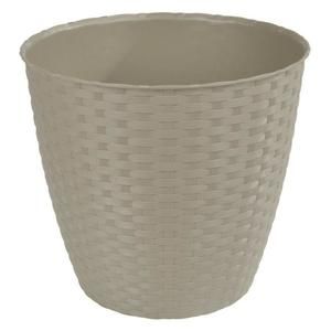 Pot rond tressé en plastique ?29cm - Taupe