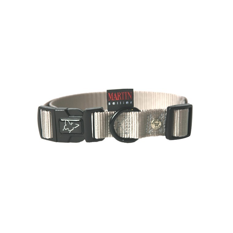 Collier chien réglable 22mm / 45-65cm gris