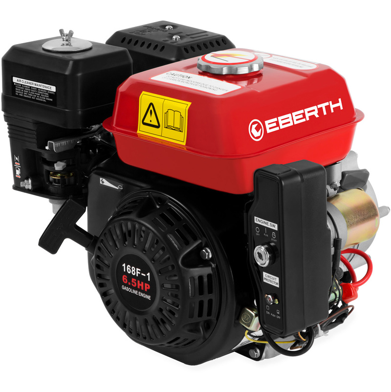6,5 CV Moteur à essence avec embrayage à bain dhuile (Démarreur électrique, 20 mm Arbre, Alarme manque dhuile, 4 Temps, 1 Cylindre, Démarrage via