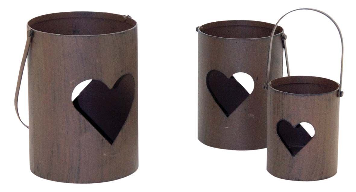 Photophore en métal rouillé (Lot de 3)